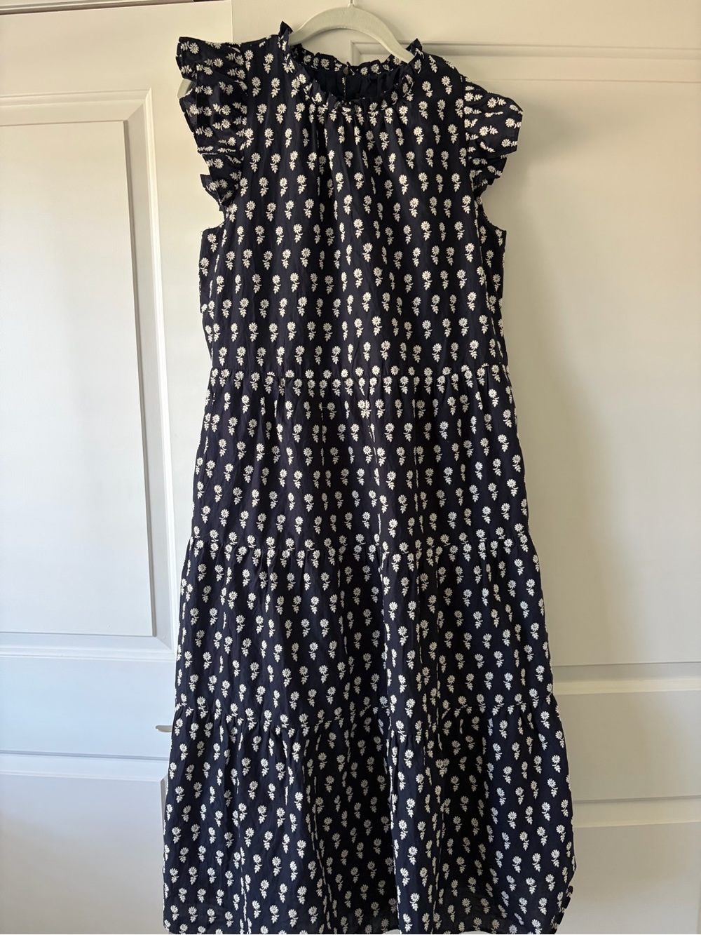 J. Crew Navy Dress with White Floral Pattern